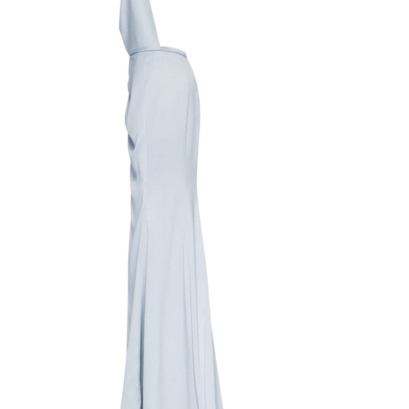 Light baby Blue high slit dress halter neck backless - Picture 3 of 12